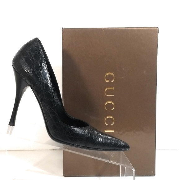 Gucci Shoes - Gucci Women Caiman Black High Heels Pumps Sz 7 B